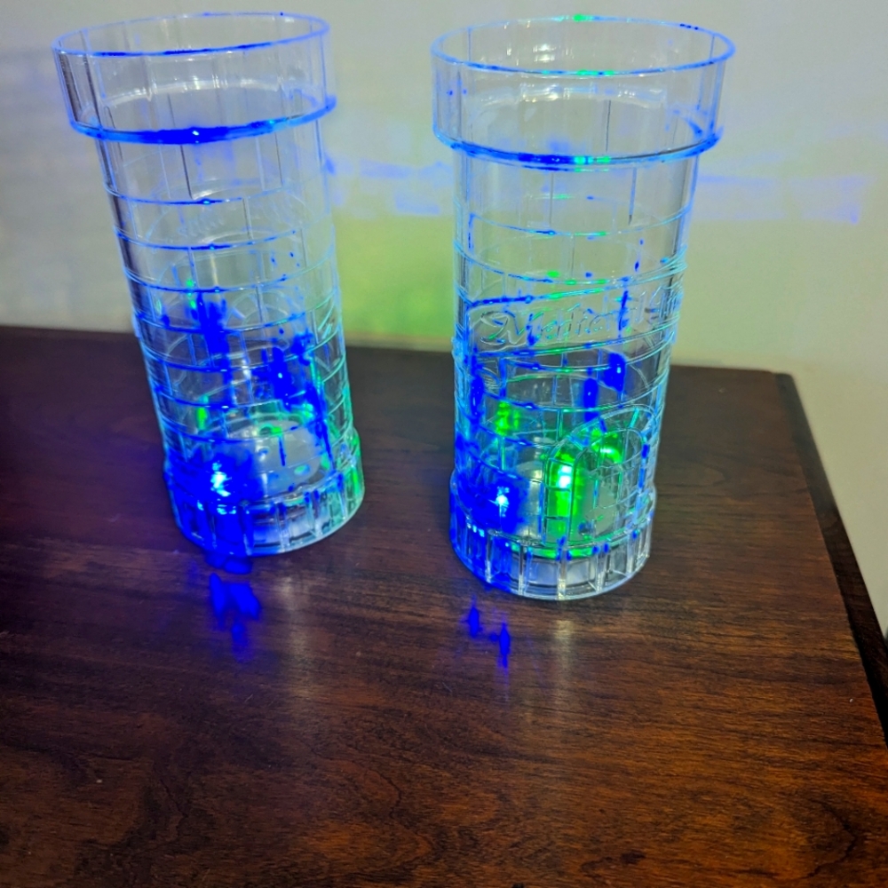 Medieval Times. Colorful LED Light-Up Tumblers. Plastic . EUC.  All Ages.